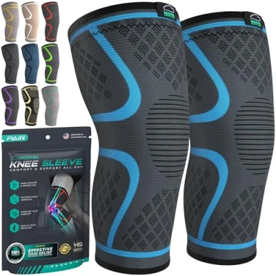 Image of MODVEL Knee Support Compression Sleeve Women &amp; Men 2 Pack, Running Brace, ACL Arthritis Pain Relief, Joint Pain, Meniscus Tear, Every day use (3XL)
