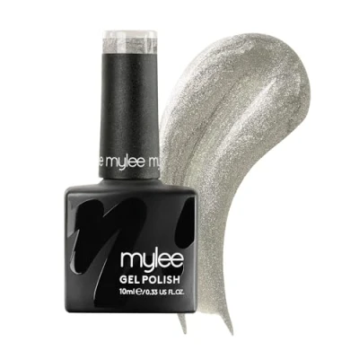 Image of Mylee Gel Nail Polish 10ml [Silver screen] UV/LED Soak Off Art Manicure Pedicure for Professional, Salon &amp; Home Use [Shimmer Range] Long Lasting Easy to Apply