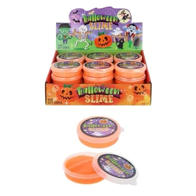 Image of Henbrandt Single Slime Tubs Halloween Party Favours for Kids Orange Pumpkin Putty Bag Loot Fillers Lucky Dip Stocking Boys and Girls