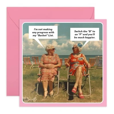 Image of Central 23 Funny Retro Card For Women Bucket List Hilarious Birthday Greeting Cards Sister Cousin Nana Mum Best Friend Comes With Stickers