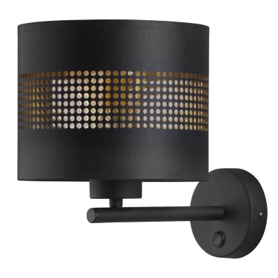 Image of Tago Wall Lamp With Shade Black, Gold 1xE27