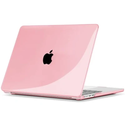 Image of TECOOL Case Compatible with MacBook Air 13.6 Inch M3 M2, 2024 A3113 &amp; 2022 A2681, Ultra Slim Hard Shell Cover, Glossy Surface, Crystal Fuchsia Clear