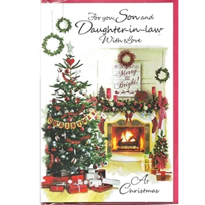 Image of Simon Elvin Christmas Card For Son and Daughter in law 23 x 15 Cm (9 6 inches) You With Love At