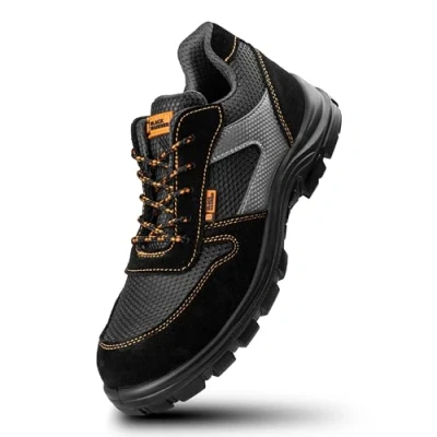 Image of Black Hammer Composite Toe Cap Safety Trainers Metal Free Lightweight Work Shoes for Men Utility Construction Footwear with Midsole Protection Suede Leather Perfect Everyday Use 1997 (7 UK)