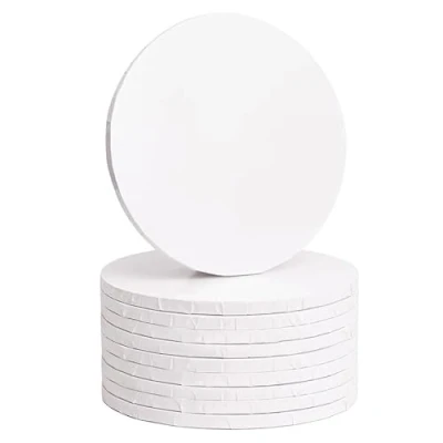 Image of The Baked Studio 8 Inch 12mm Thick Round White Gloss DRUM Cake Boards (PACK OF 10)