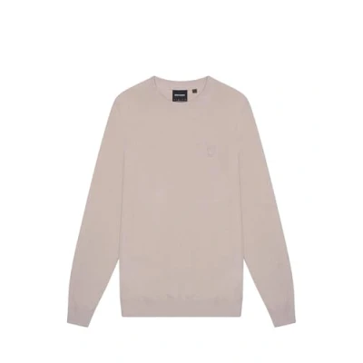 Image of Lyle &amp; Scott Tonal Eagle Mens Cotton Crew Neck Jumper Stone Size Large
