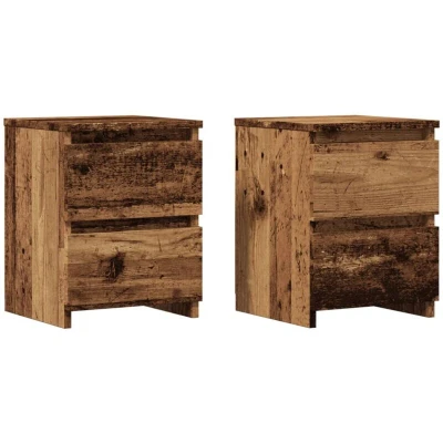 Image of vidaXL Bedside Cabinets 2 pcs Industrial Style, Engineered Wood, 30x30x40 cm, Features Drawers, Multi Purpose Nightstands for Bedroom, Living Room, Study Easy to Clean &amp; Moisture Resistant