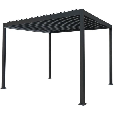 Image of MonsterShop Metal Pergola 3m x Retractable Canopy Roof Powder Coated Aluminium Outdoor Garden Gazebo Sun Rain 213204
