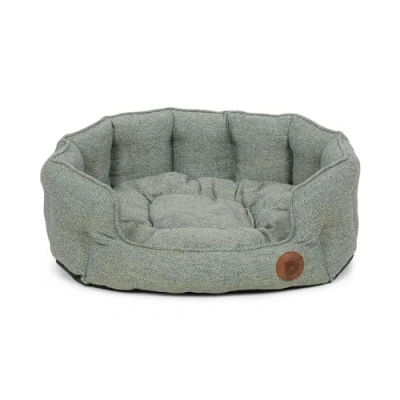 Image of Petface Sage Herringbone Low Oval Dog Bed, Large