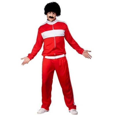 Image of Wicked Costumes Mens 80&#039;s Scouser Trackie Red Fancy Dress Costume One Size