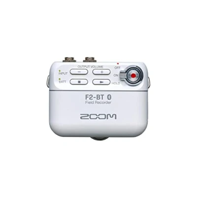 Image of Zoom F2 Field Recorder with Bluetooth and Lavalier Microphone, Audio for Film &amp; Video, Podcast, Interviews more, White