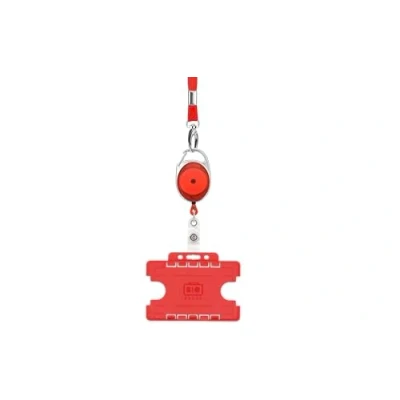 Image of ID Card It Holder Double Sided, Neck Lanyard Strap with Metal Clip &amp; Premier YoYo Extendable Badge Reel (Red)