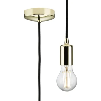 Image of KnightsBridge 1.8m E27 Contemporary Pendant Set Polished Brass