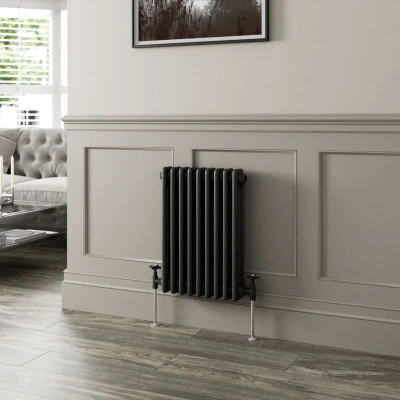 Image of Park Lane Traditional Colosseum Triple Bar Column Radiator Black 600 x 425mm