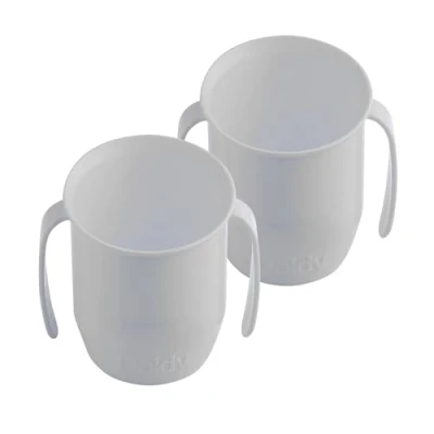 Image of Doidy Cup Training Sippy Cups Baby Unique Slanted Design Two Handles Beaker Great Weaning for Milk, Water &amp; Juice Use from 3 6 Months 200ml (Grey+Grey)
