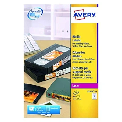 Image of Video Spine Label 145x17mm 16 Per Sheet Wht(Pack of 400) L7674 25+ FINCHLEY Pen Free