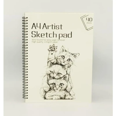 Image of Artists Sketch pad, Spiral Bound Pad Paper for Artists. Ideal The Studio, School Or at Home 100gsm Cartridge (Kittens)