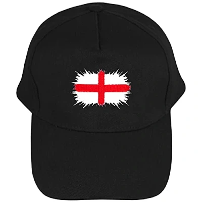 Image of TeddyTs Black England Flag Adjustable Baseball Cap