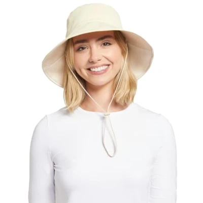 Image of Solbari Wide Brim Beach Hat UPF50+ UV Protection, Sun Protective Vanilla/Beige
