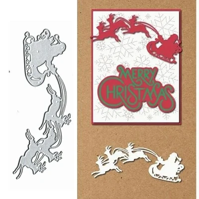 Image of Christmas Santa Claus Deer Metal Die Cuts,Merry Snowflake Gift Cutting Dies Cut Stencils for DIY Scrapbooking Album Decorative Embossing Paper Card Making