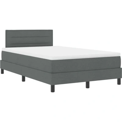 Image of Box Spring Bed with Mattress Dark Grey 120x200 cm Fabric Vidaxl