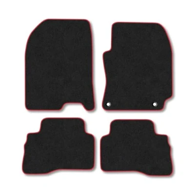 Image of Car Mats Compatible with Hyundai Kona Hybrid (2017 2020) Tailored Fit Red Carpet Floor Set Accessory Custom 4 Pieces Anti Slip Backing &amp; Binding Trim Edge