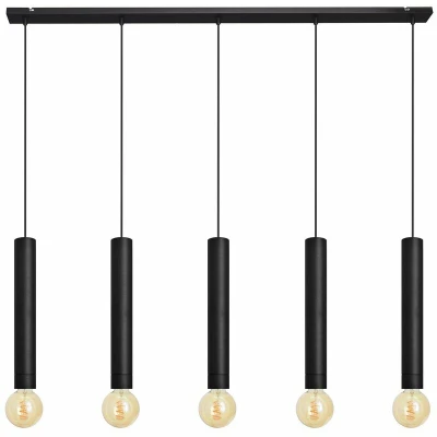 Image of Tuba Straight Bar Pendant Ceiling Light Black 120cm