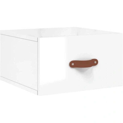Image of vidaXL Wall mounted Bedside Cabinet High Gloss White 35x35x20 cm