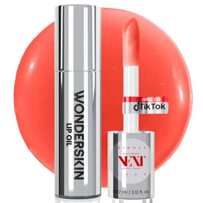 Image of Wonderskin Lip Rehab Serum Oil Tinted Stain, Hydrating, Moisturizing, and Non Sticky Bright Red Tint for Dry Lips (Flirt)