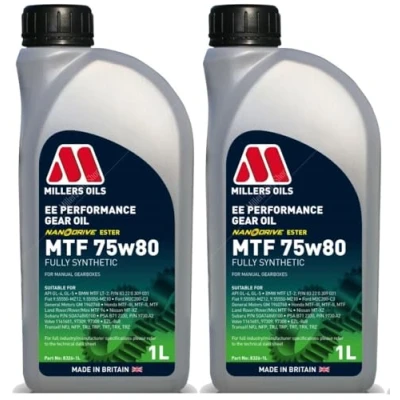 Image of Millers Oils EE Performance MTF 75W80 GL4 GL5 Fully Synthetic Gear Oil, 2 Litres