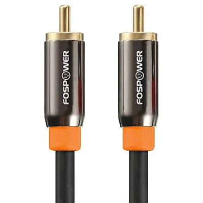 Image of FosPower Digital Audio Coaxial Cable (1.8M/6FT), [24K Gold Plated] Single Phono for S/PDIF Audio, Composite Video Cable, Home Theater, HDTV, Subwoofer, Hi Fi Systems