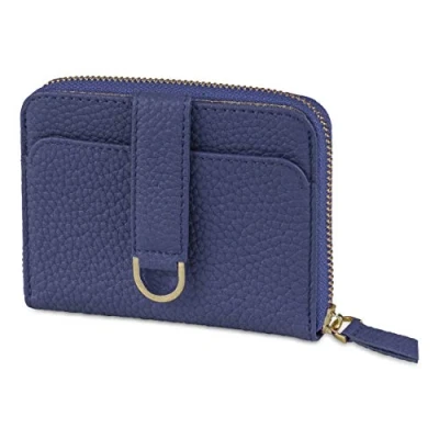 Image of Vaultskin BELGRAVIA Womens Small Luxury Leather Wallet for Ladies Mini Purse Cash and Cards (Matt Blue)