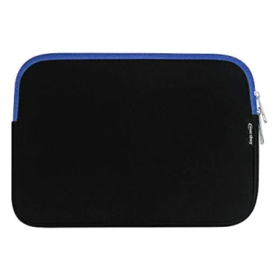 Image of Emartbuy Black/Blue 13 15 Inch Water Resistant Neoprene Soft Zip Case Cover Sleeve with Blue Interior &amp; Compatible Laptops Listed Below