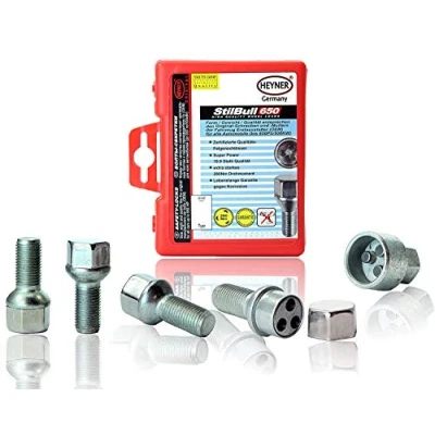 Image of Heyner Locking Wheel Nuts M14x1.5 Fits Seat Ateca Models 2015 To 2024 Set 4 Locks Alloys Antitheft Protection Bolts ZA