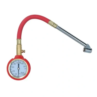 Image of Tyre Pressure Gauge With Flexible Hose And Air Release Valve 5 170 PSI AT687