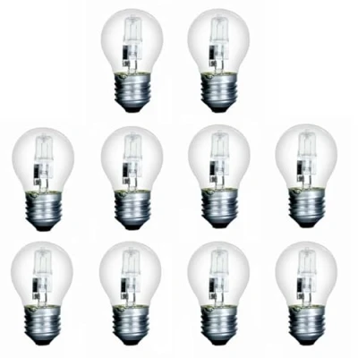 Image of Swan Lightbulbs Low Energy Halogen Golf Ball 28W, Edison Screw, E27, Clear Light Bulbs, Pack of 10