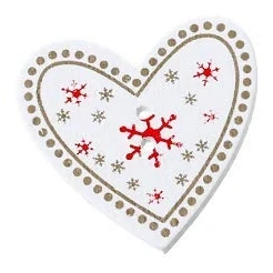 Image of CansyY Pack of 30 Elegant Wooden Heart Shaped Buttons, 2 Hole, 35 mm White / Red, Buttons for Sewing, Sewing on Blouses, Jackets, Crafts, Scrapbooking