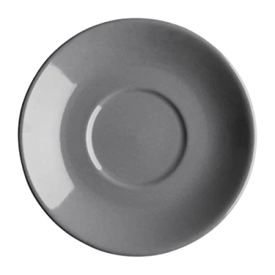 Image of Olympia Cafe Flat White Saucers in Grey 135mm Dishwasher Safe, Heavy Duty, Durable, Hotel Café Coffee Shop Tea Mug Cup Holder Pack of 12