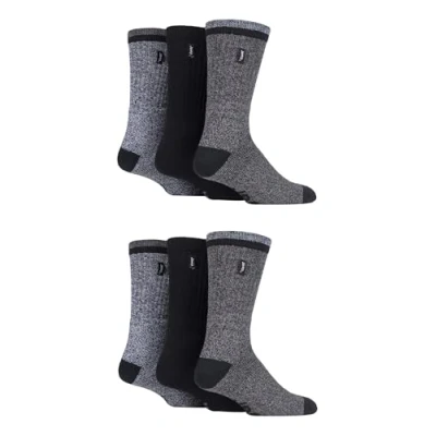 Image of Jeep Mens Terrain Leisure Socks Cushioned Ribbed Ideal for Hiking, Walking &amp; Outdoors 6 Pair Multipack Size 11 Black Charcoal