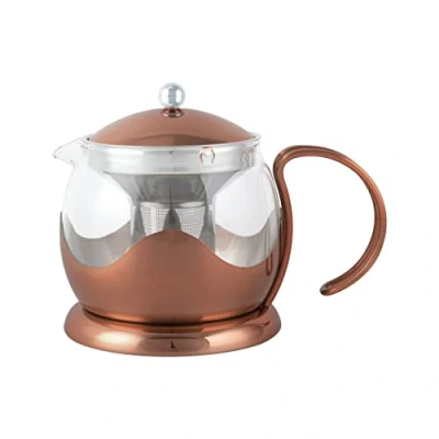 Image of La Cafetière Teapot Glass Loose Leaf with Infuser, 1.2 L, Copper