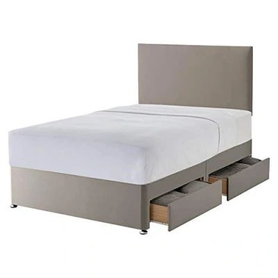 Image of Silentnight 4 Drawer Storage Divan Paris Headboard Sandstone Double