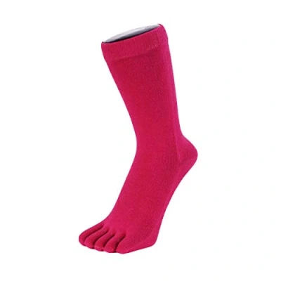Image of TOETOE Men, Women Everyday Stretchy Mid Calf Soft Cotton Seamless Plain Toe Socks, Hygienic, Breathable, UK 4 11 1 pair Fuchsia