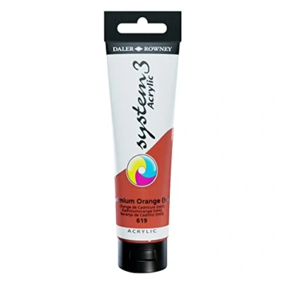 Image of Daler Rowney System3 Acrylic Paint, Plastic Tube, 5.07oz 150 ml, Cadmium Orange Hue