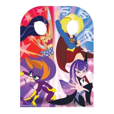 Image of Star Cutouts Ltd SC1344 Superhero Super Hero Girls Party Child Size Stand in DC Comics Perfect Cardboard Cutout for Friends, Family and Fans 130cm Tall 94cm Wide, Solid, Multicolour, Regular