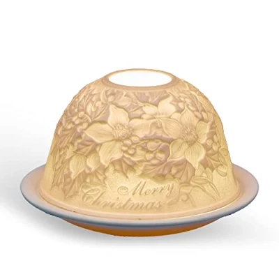 Image of Light Glow Tealight Candle Holder Poinsettia LD90024, White, Approx. H8 x Ø12cm or H3.2&quot; Ø4.7&quot;
