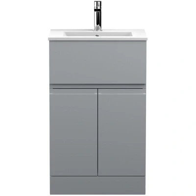 Image of Hudson Reed Urban Floor Standing Vanity Unit with Basin 2 Satin Grey 500mm Wide