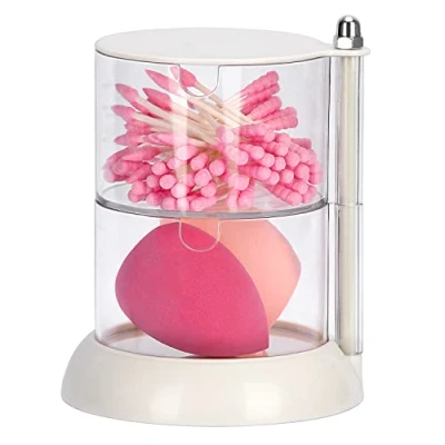 Image of JessLab 2 Layer Clear Jewelry Organizer, 360 Rotatable Acrylic Hair Accessory Clip, Tie, Earring Organizer Storage for Bathroom Vanity Countertop