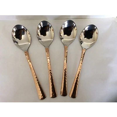Image of Stainless Steel Set of 4 Dessert Copper Finish Spoon