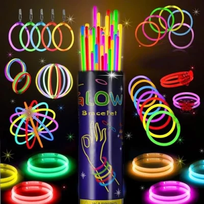 Image of lumous rola Glow Sticks Bulk Party Supplies in The Dark Fun Pack with 8&quot; Glowsticks and Connectors for Bracelets Necklaces Adults (200 212 Connectors)