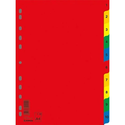 Image of Dividers DONAU PP A4 230x297mm 1 10 Sheets Assorted Colours/Document Archiving/Type / Kind No Description Card/Index I/Material PP/Colour Colours/Format
